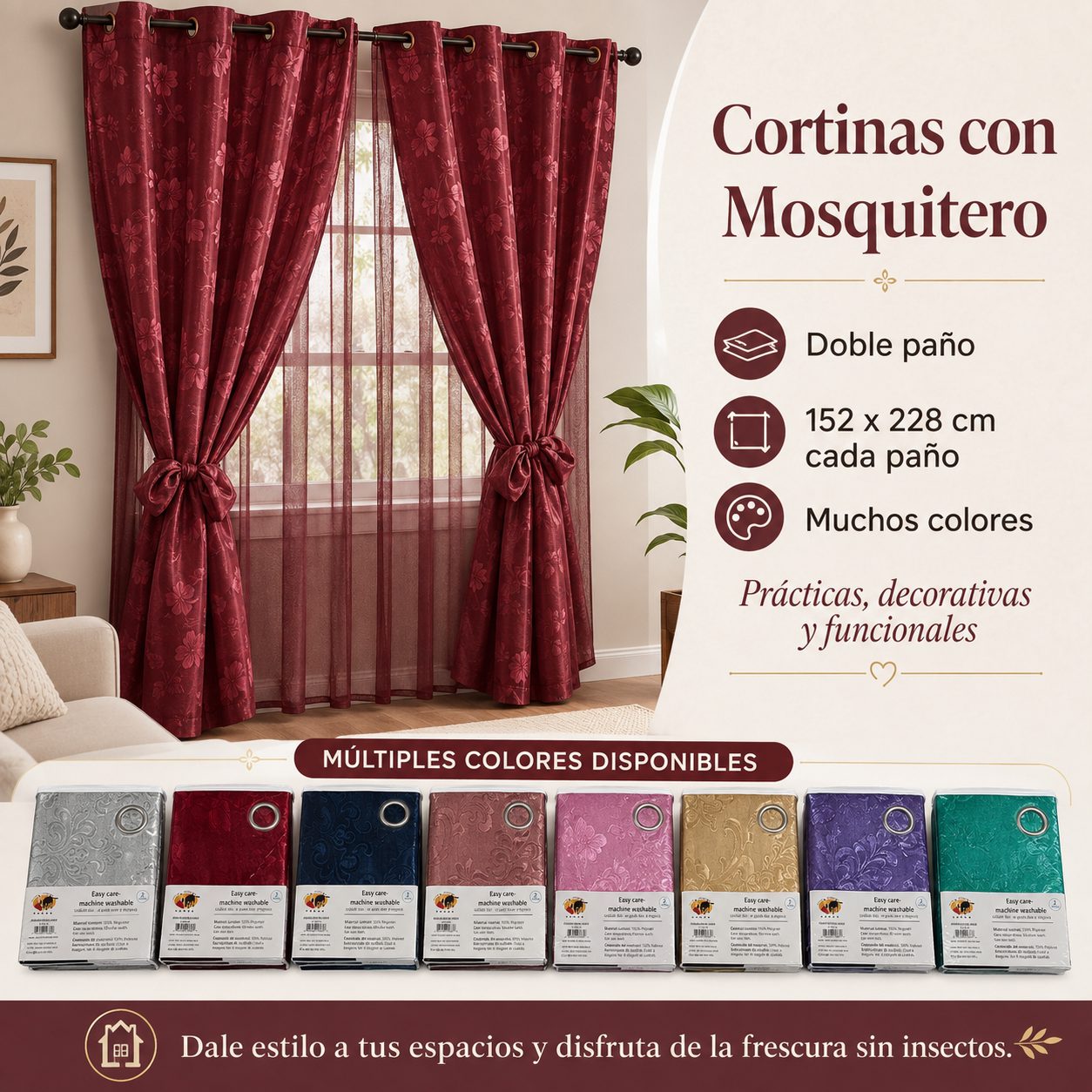 CORTINA CON MOSQUITERO